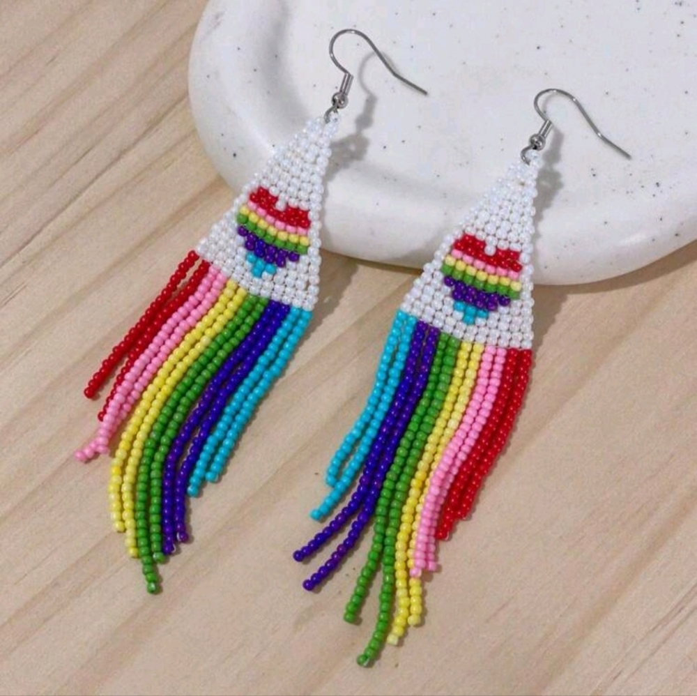Colorful Beaded Earrings ~ New